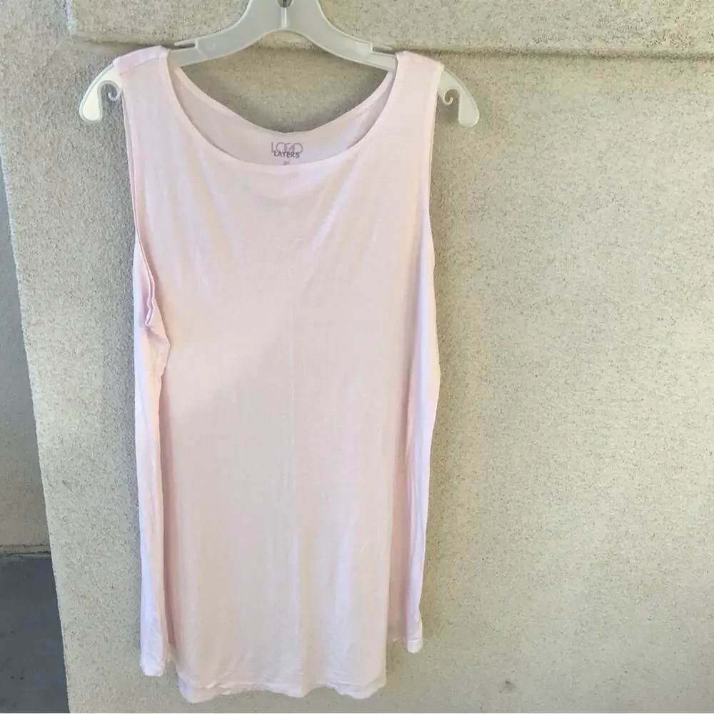 Layers by Lori Goldstein Baby Pink   SzXL Sleevelesss Curved Hem